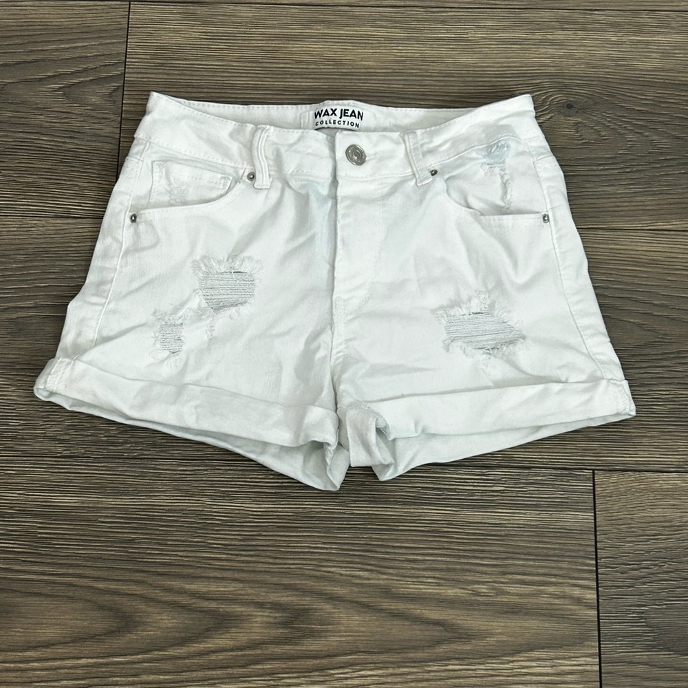 Wax Jean White Cuffed High-Waisted Jean Shorts